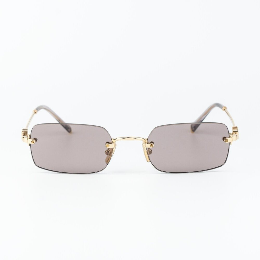 Miu Miu Men Sunglasses Gold Purple Brown Rectangle MUB50S 5AK20I NEW AUTHENTIC